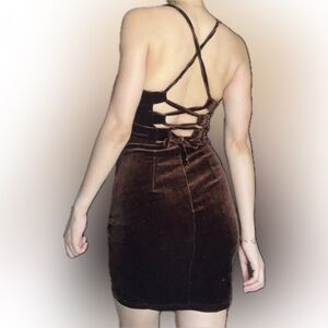 Brown velour mini dress